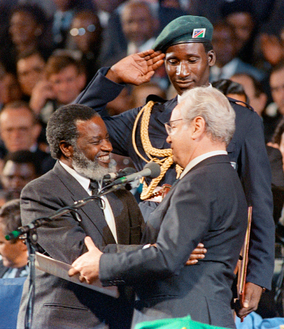 <p>After a bitter struggle led by the South West Africa People&rsquo;s Organization (SWAPO) against apartheid South African rule, an intervention by the United Nations results in South Africa granting full independence to Namibia.</p>